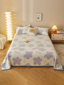 1 Miếng Phong cách hiện đại Hình hoa Polyester Chất xơ Chăn , Thích hợp Đối với Phòng ngủ , Nhà  Sử dụng , Giải trí Che phủ , Ấm áp Trang tính - Màu be - Xem 2