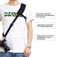 PULUZ Quick Release Anti-Slip Soft Pad Nylon Breathable Curved Camera Strap With Metal Hook For SLR / DSLR Cameras - Black - View 5