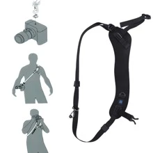 PULUZ Quick Release Anti-Slip Soft Pad Nylon Breathable Curved Camera Strap With Metal Hook For SLR / DSLR Cameras - Black - View 7