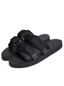 男士可調式 Eva 海灘人字拖,戶外休閒夏季涼鞋,時尚黑色涼鞋,搭配彈性涼鞋,男士人字拖,情侶沙灘拖鞋 - 黑色 - 查看 4