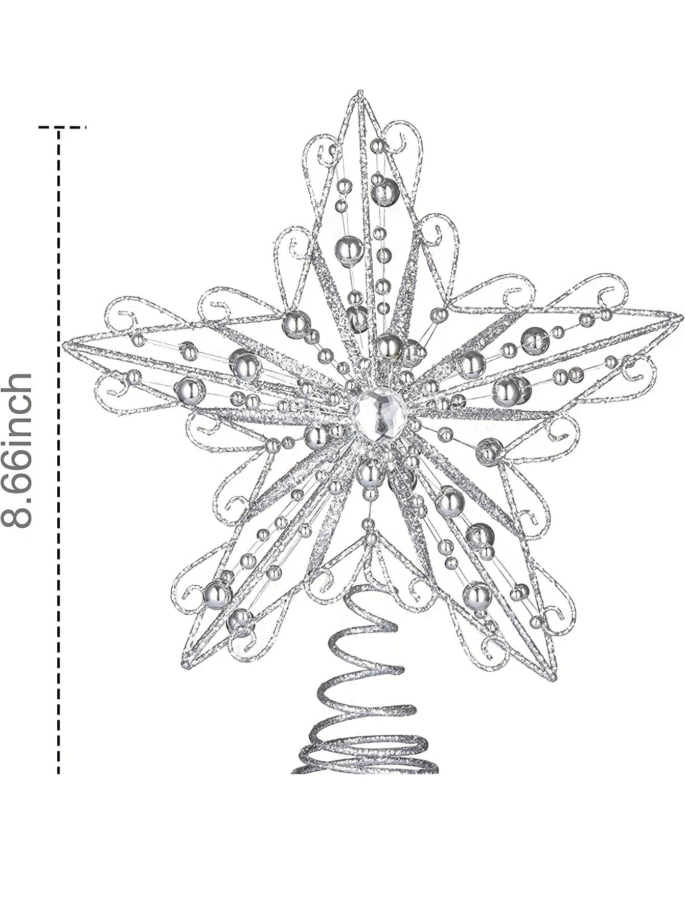 1pc 22cm Diameter Pink Christmas Tree Topper Decor With Acrylic Beads