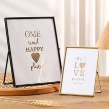 1pc Gold-colored Metal Glass Picture Frame