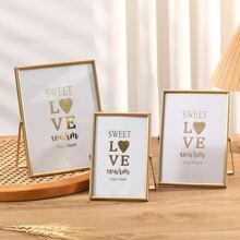 1pc Gold-colored Metal Glass Picture Frame
