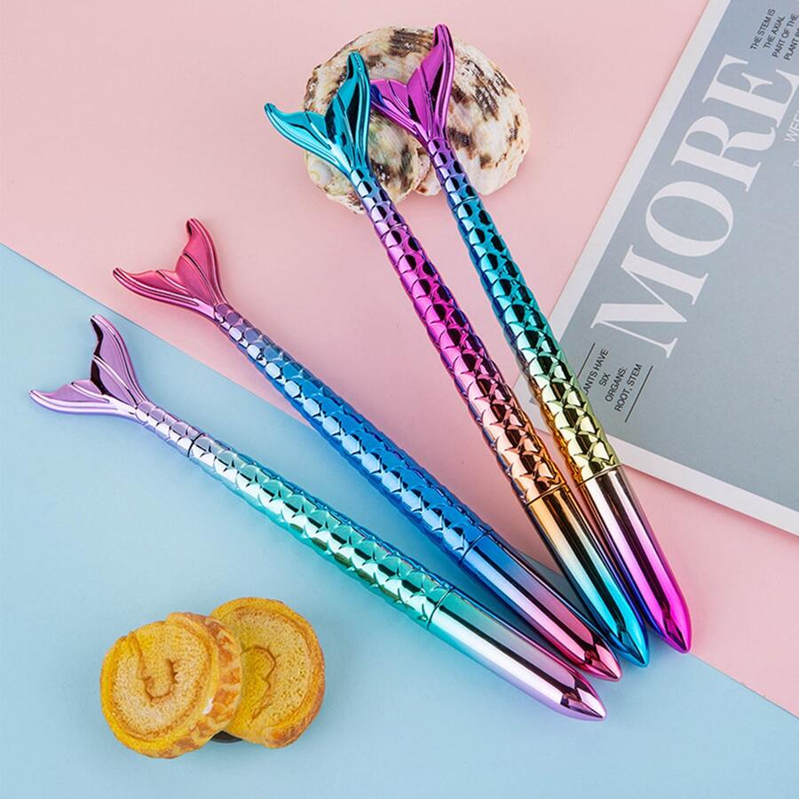 4pcs/set Mermaid Design Multifunctional Neutral Pen For Students, Office, And Test Takers - Multicolor - View 1