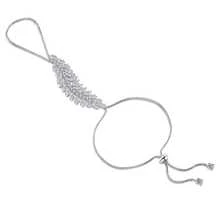 Mytys Ring Bracelet Hand Chain Silver Cubic Zirconia Adjustable Palm Chain Finger Ring Valentine's Day Jewelry for Women - 銀色 - 查看 4