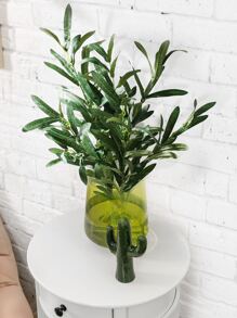 MEHELANY 5支人造橄榄枝绿植，仿真橄榄叶丝绸植物，适用于婚礼拱门装饰、桌面花艺摆设、花瓶填充、家居派对装饰 - 綠色 - 查看 3