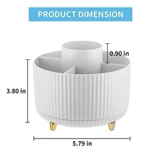 桌子收納套裝,360度旋轉筆筒,桌子收納帶配件,5卡槽鉛筆收納盒,藝術用品收納盒,合適的辦公,家庭(白色) - 白色 - 查看 4