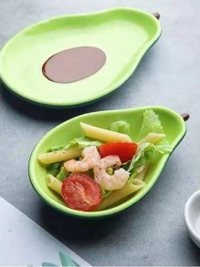 1 pieza Conjunto de vajilla cerámica, tazón con forma de aguacate lindo para ensalada de frutas y desayuno, útiles escolares, regalo de Navidad - Verde militar - Ver 5