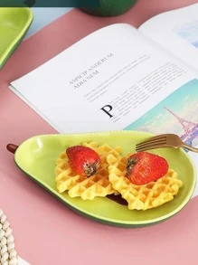 1 pieza Conjunto de vajilla cerámica, tazón con forma de aguacate lindo para ensalada de frutas y desayuno, útiles escolares, regalo de Navidad - Verde militar - Ver 9