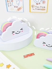 1入組彩虹雲朵造型織帶切片機分配器,可愛桌子膠帶台,剪貼簿工具