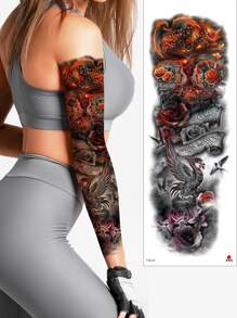 1pc Phoenix Flower Women Tattoo Sticker - Brown - View 1