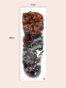 1pc Phoenix Flower Women Tattoo Sticker - Brown - View 4