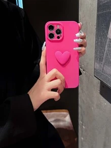 3D Heart Decor Phone Case - Hot Pink - View 1