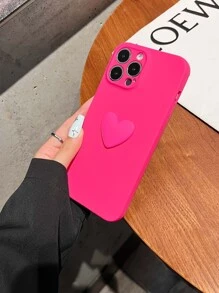 3D Heart Decor Phone Case - Hot Pink - View 2