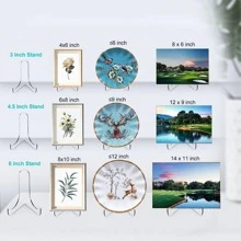 Soporte de plato de acrílico de ángulo de 60 grados, 2 piezas de caballete de exhibición de acrílico transparente de 3 pulgadas, soporte de tableta transparente para exhibición - transparente - Ver 6