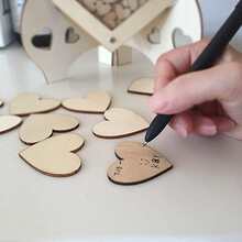 Wedding Guest Book,Personalized Loving Heart Shape Wooden Wedding Guest Books with 75PCS Wooden Hearts,Rustic Wedding Decorations and The Wedding Gift - Wood Color - View 4