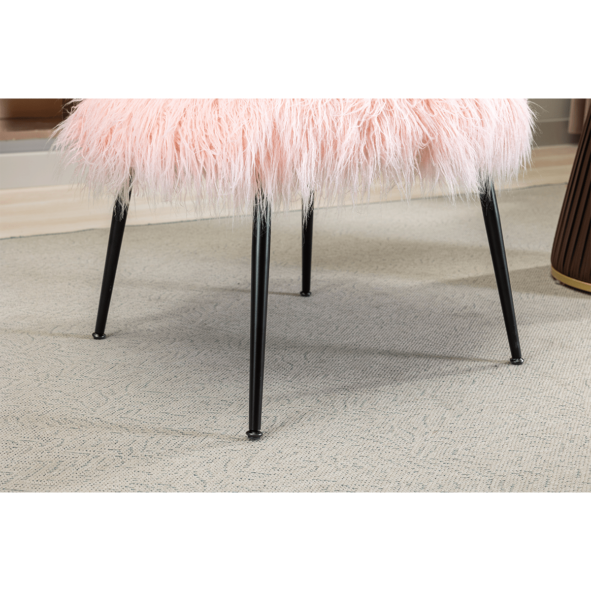 Accent Chair With Ottoman, Artificial Fur Plush Living Room Chair With