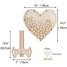 Wedding Guest Book,Personalized Loving Heart Shape Wooden Wedding Guest Books with 75PCS Wooden Hearts,Rustic Wedding Decorations and The Wedding Gift - Wood Color - View 5