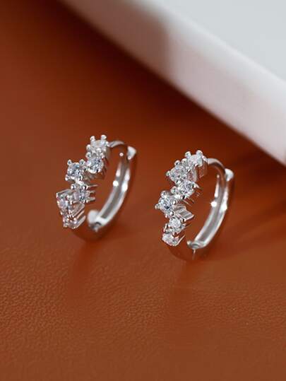1pair Small & Minimalist & Rhinestone Decor Hoop Earrings With Unique Design