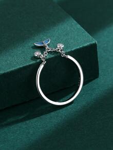 Simple Style S925 Sterling Silver Multi-color Rectangle Four-prong Geometric Jewelry Ring For Women - White - View 6