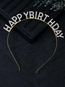 1 件生日派对头带发箍，字母生日快乐发带返校情人节 - 金色 - 查看 5