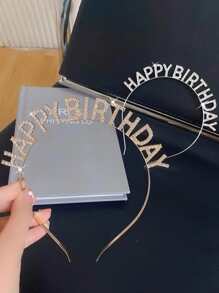 1 件生日派对头带发箍，字母生日快乐发带返校情人节 - 金色 - 查看 2