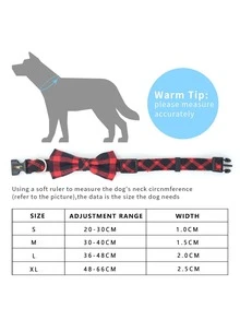 1pc Checkered Bowknot Pet Collar For Cats And Dogs - Burgundy - View 4