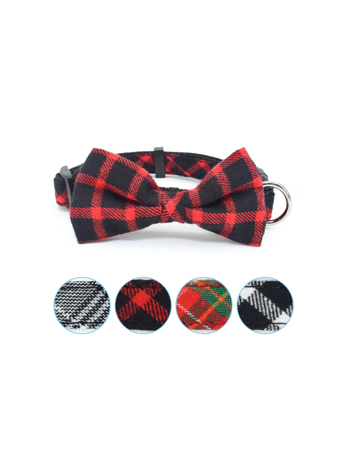 1pc Checkered Bowknot Pet Collar For Cats And Dogs - Burgundy - View 1