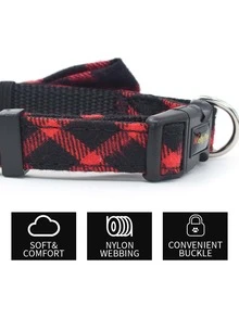 1pc Checkered Bowknot Pet Collar For Cats And Dogs - Burgundy - View 5