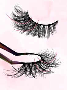 全假睫毛5對19毫米人造水貂貓眼尾加長睫毛蓬鬆條狀睫毛 - 黑色 - 查看 5