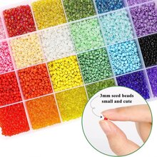 10800pcs 24 Grid Rice Beads+24 Grid Alphabet Beads Set with Elastic Cord for Bracelet Necklace Jewelry Making Supplies - Multicolor - View 3