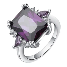 1 Pièce Bague Classique Pour Femme En Zircone Cubique De Forme Carrée Géométrique Avec Décoration De Couleur Violet, Adapté Pour Le Port Quotidien, Les Cérémonies, Les Mariages Et Les Fêtes