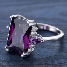 1 Pièce Bague Classique Pour Femme En Zircone Cubique De Forme Carrée Géométrique Avec Décoration De Couleur Violet, Adapté Pour Le Port Quotidien, Les Cérémonies, Les Mariages Et Les Fêtes