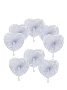 1入/12入白色心形空白紙扇,適用於歐式婚禮、diy派對用品、廣告、禮品等
