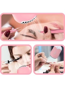 Lash Extension Kit Professional Eyelash Grafting Training Tools Mannequin Head USB Fan Lash Shampoo 0.07D Curl Mix 8-15mm Glue Practice Eyelash Strips Lash Mapping,Exercise Set for Beginner(Pink) - Pink - View 5