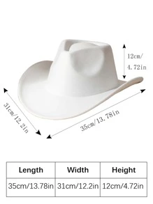 1 件女士纯色波西米亚牛仔帽软呢帽爵士巴拿马帽软毡帽西部牛仔风格帽子适合户外活动 - 白色 - 查看 6