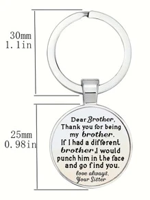 Dear Brother, Thank You For Being My Brother Time Gem Keychain Casual Car Accessories Bag Charm - Silver - View 2