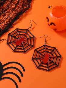 1 对亚克力蜘蛛耳环，哥特风格，适合女性在万圣节佩戴