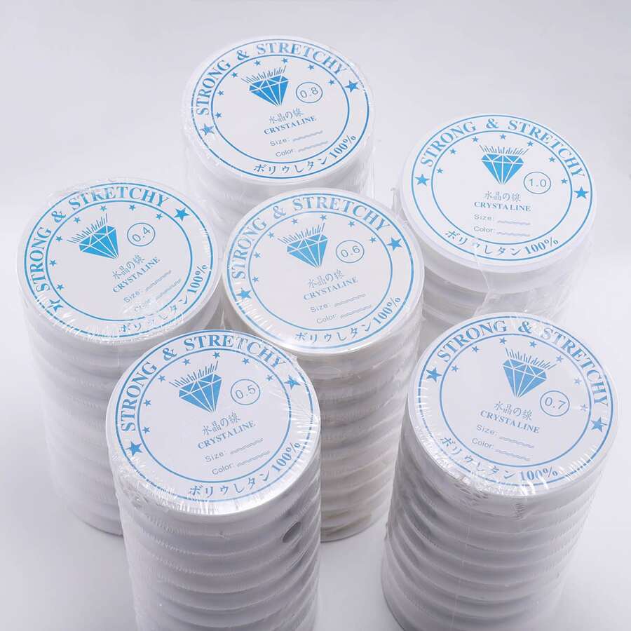 10 Rolls Elastic String For Bracelets, 0.4/0.5/0.6/0.7/0.8/1.0mm Elastic Bracelet String Crystal String Stretch Bead Cord For DIY Jewelry Making And Bracelet Making - White - View 1