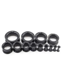 2 Silicone Flexível Afinar Double Flared Carne Túnel Orelha Plugues Medidor De Ouvido Expansor Maca Brincos Piercing De Orelha