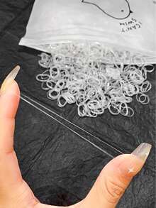 1000pcs Clear Disposable Small Elastic Hair Bands With High Elasticity - Clear - View 5
