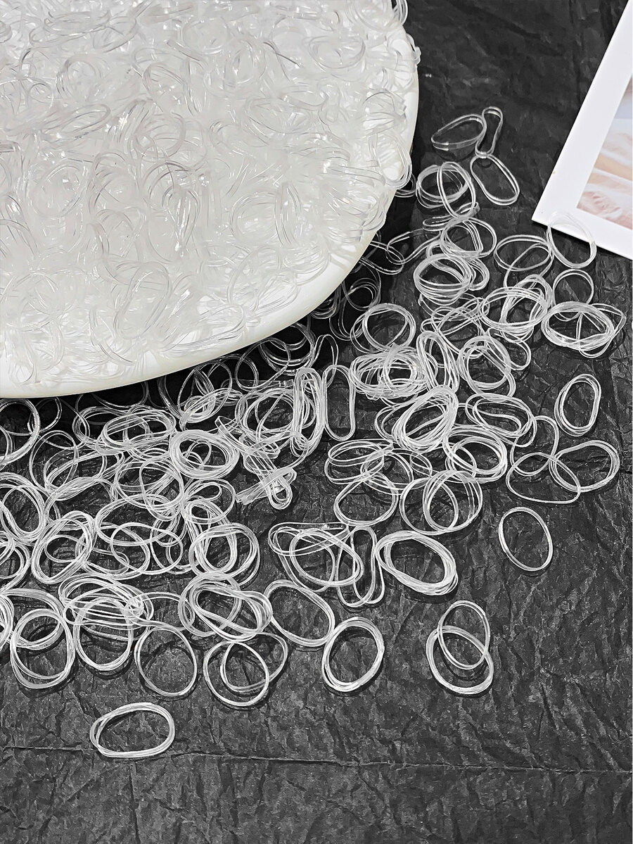 1000pcs Clear Disposable Small Elastic Hair Bands With High Elasticity - Clear - View 1