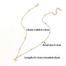 1入組時尚星星最初吊墜不銹鋼圓珠鏈條樣式項鍊適合女士 - 金黃色 - 查看 2