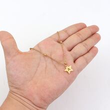 1入組時尚星星最初吊墜不銹鋼圓珠鏈條樣式項鍊適合女士 - 金黃色 - 查看 3