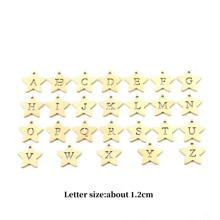 1入組時尚星星最初吊墜不銹鋼圓珠鏈條樣式項鍊適合女士 - 金黃色 - 查看 4