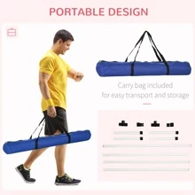 PawHut 4 Piece Dog Agility Training Equipment For Dog Agility Course With Adjustable Height Jump Bars, Included Carry Bag, & Displacing Top Bar, Blue - 白色 - 查看 4