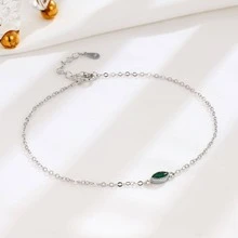 OMID 1 Miếng Đúng mốt Màu xanh lá Khối Zirconia  Dát 925 sterling bạc Hình bầu dục Hình dạng vòng chân , Thanh lịch Chân Đồ kim hoàn Đối với Quý cô Kỳ nghỉ - vòng chân - Xem 7