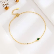 OMID 1 Miếng Đúng mốt Màu xanh lá Khối Zirconia  Dát 925 sterling bạc Hình bầu dục Hình dạng vòng chân , Thanh lịch Chân Đồ kim hoàn Đối với Quý cô Kỳ nghỉ - vòng chân - Xem 9