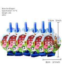 6pcs Farm Animal Blowouts For Cow Themed Parties - Multicolor - View 3