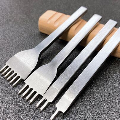 1pc Leather Hole Punch Tool For Lacing, Stitching, Sewing & Crafting, 3/4mm Spacing, Available In 1/2/4/6 Prong